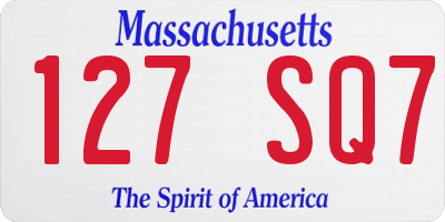 MA license plate 127SQ7