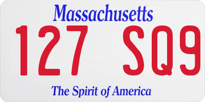 MA license plate 127SQ9