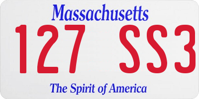 MA license plate 127SS3
