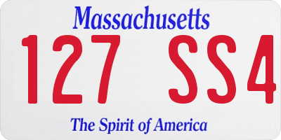 MA license plate 127SS4