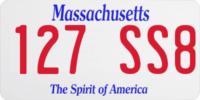 MA license plate 127SS8
