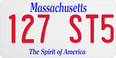 MA license plate 127ST5
