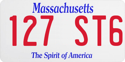 MA license plate 127ST6