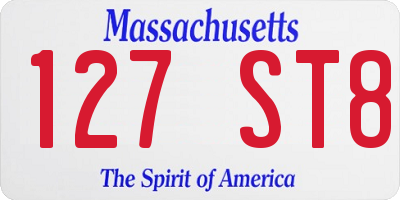 MA license plate 127ST8