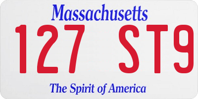 MA license plate 127ST9