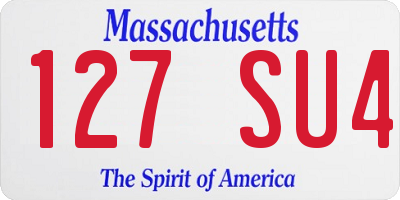 MA license plate 127SU4