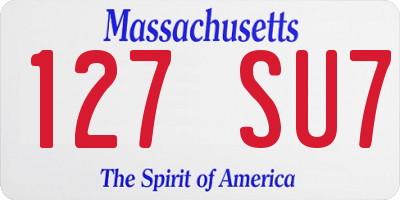 MA license plate 127SU7