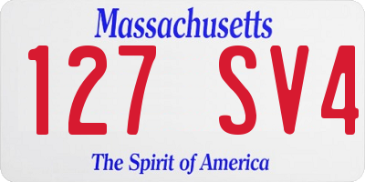 MA license plate 127SV4