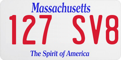 MA license plate 127SV8