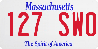 MA license plate 127SW0