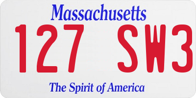 MA license plate 127SW3