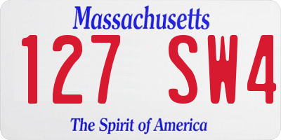 MA license plate 127SW4