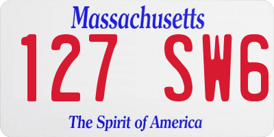 MA license plate 127SW6