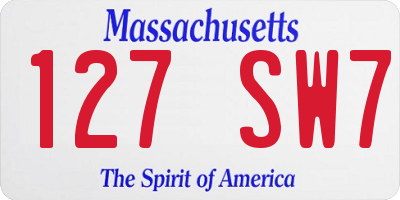 MA license plate 127SW7
