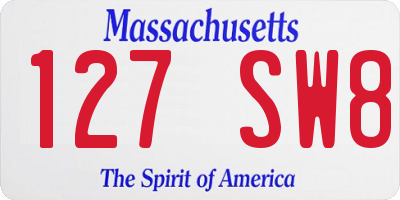 MA license plate 127SW8