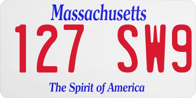 MA license plate 127SW9
