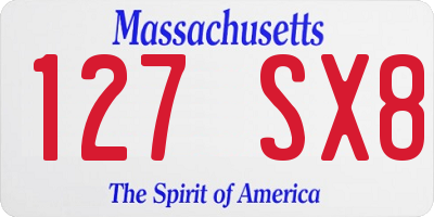 MA license plate 127SX8