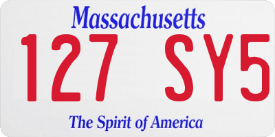 MA license plate 127SY5