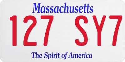 MA license plate 127SY7