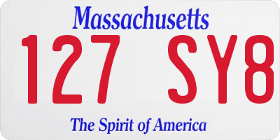 MA license plate 127SY8