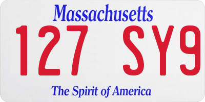 MA license plate 127SY9
