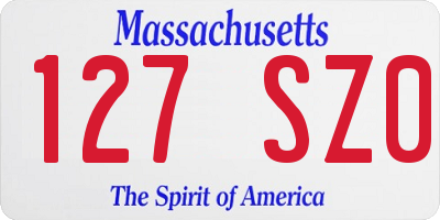 MA license plate 127SZ0