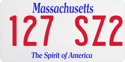 MA license plate 127SZ2