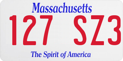 MA license plate 127SZ3