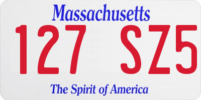 MA license plate 127SZ5