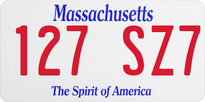 MA license plate 127SZ7