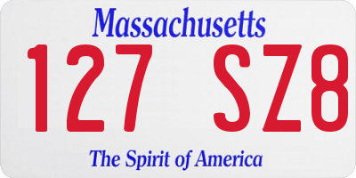 MA license plate 127SZ8