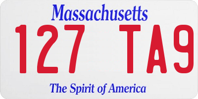 MA license plate 127TA9