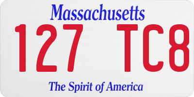 MA license plate 127TC8