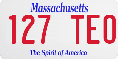 MA license plate 127TE0