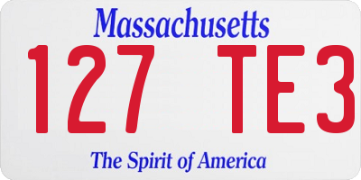 MA license plate 127TE3