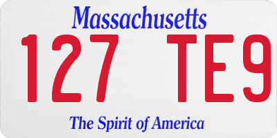 MA license plate 127TE9