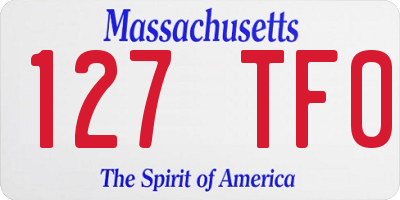 MA license plate 127TF0