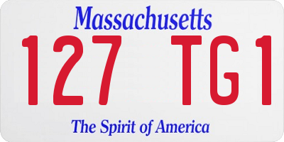 MA license plate 127TG1