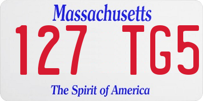 MA license plate 127TG5