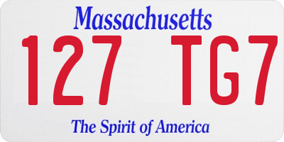 MA license plate 127TG7