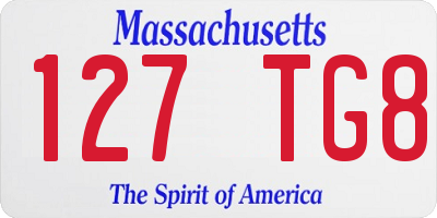 MA license plate 127TG8