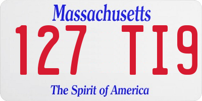 MA license plate 127TI9