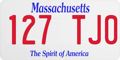 MA license plate 127TJ0