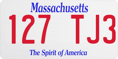 MA license plate 127TJ3