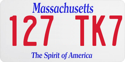 MA license plate 127TK7