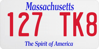 MA license plate 127TK8