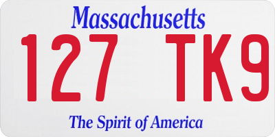 MA license plate 127TK9
