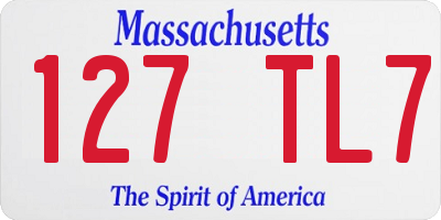 MA license plate 127TL7