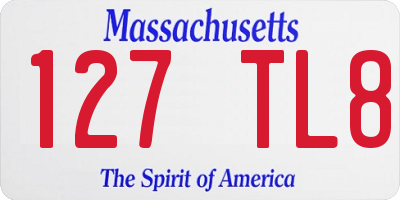 MA license plate 127TL8
