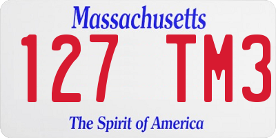 MA license plate 127TM3